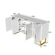 150cm Modern, Luxurious White Sideboard With High-Quality Structures And Golden Handles, 4-Turn-Design, High-Quality Regale - White - View 3