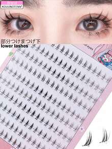 180pcs B-Curl Flared False Eyelashes, 3D Natural Soft Comfortable Nude Makeup Effect, Japanese Thick & Long Eyelash Extensions, Eyelash Clusters, Individual Lashes - B - View 2