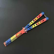 Alloy Graffiti Butterfly Comb - Folding Comb Training Simulation Game Props, Beginner Practice Comb, Hairstylist Tool Comb Model, Stainless Steel Butterfly Comb - Multicolor - View 10
