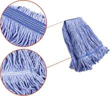 String Mop Heads Replacement Heavy Duty Commercial Grade Blue Cotton Looped End Wet Industrial Cleaning Mop Head Refills (3, Medium) - MàuB - Xem 3