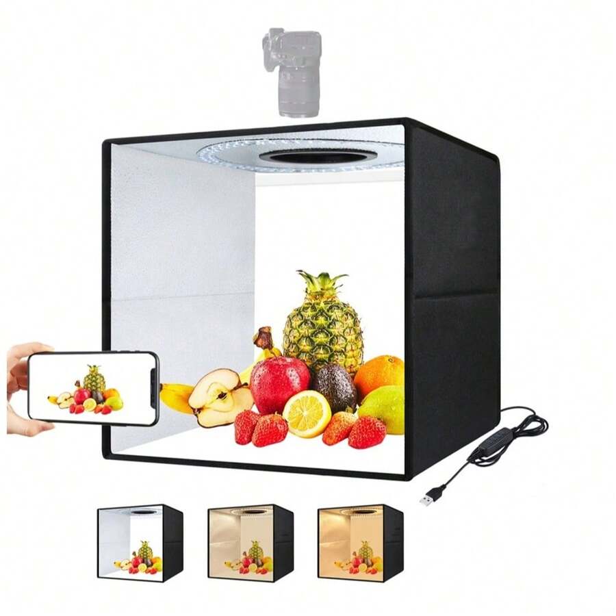 Mini caja de luz LED para estudio fotográfico de 30 cm, portátil y plegable, kit de tienda de campaña para estudio fotográfico con 6 fondos de color - Ver 1