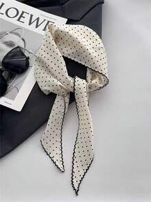 1pc Polka Dot Triangular Scarf, Retro French Lace Trim Headscarf, Soft Atmosphere Photo Prop, Versatile Daily Wear Hair Accessory To Flatter Face Shape - 1pc White Polka Dot - View 10