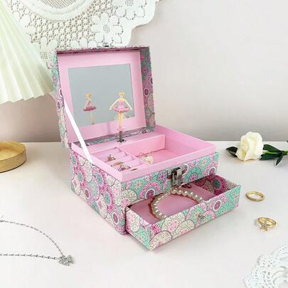 1 pieza Caja de música de doble capa con patrón de mandala, caja de almacenamiento decorativa con diseño floral verde, regalo de cumpleaños, favor de fiesta de boda, regalo de inauguración de la casa, viaje, Día de San Valentín, Día de la Madre, Día de la Mujer, regalo general