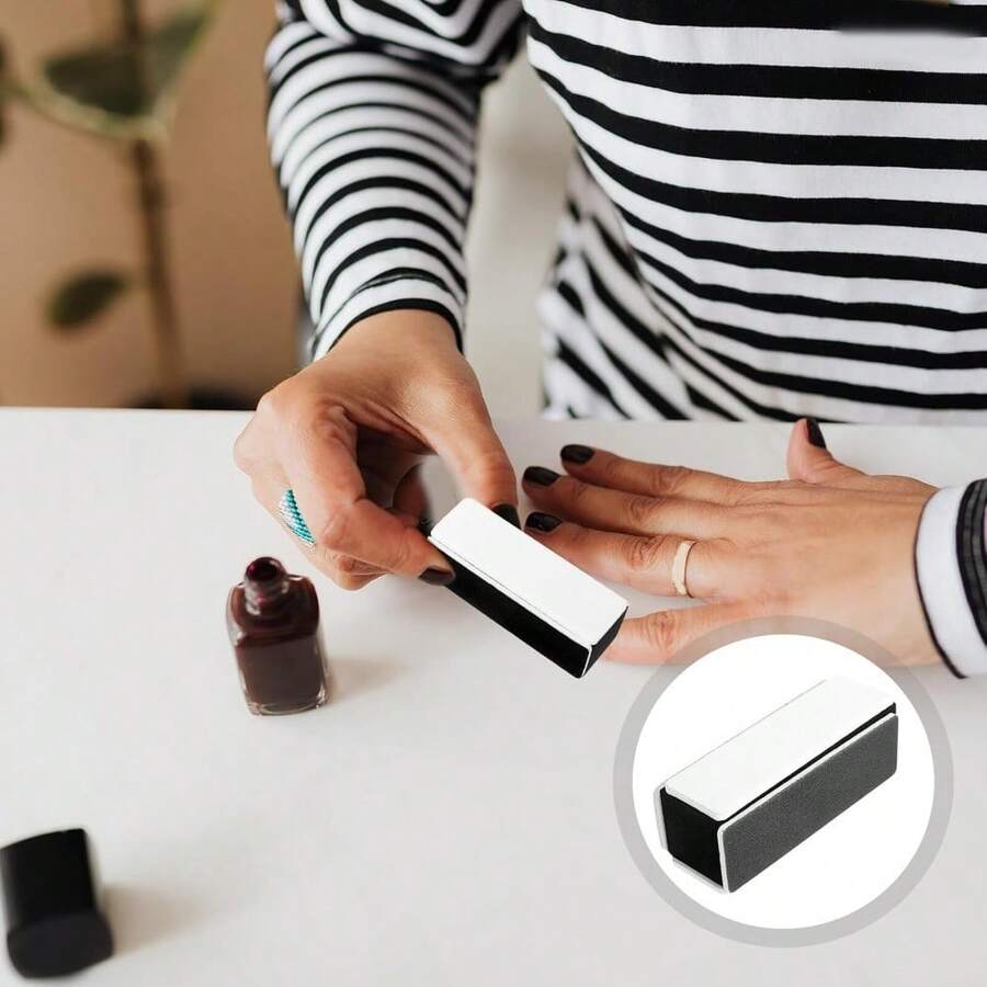 3/1件灰色海绵指甲锉块，四面抛光，便携式美甲修脚工具 - 彩色 - 查看 1