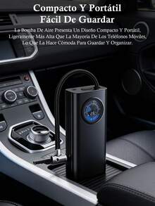 Inflador de neumáticos portátil con compresor de aire, apagado automático, para inflar rápidamente neumáticos de automóviles, bicicletas, motocicletas, balones y otros inflables, - Negro - Ver 7