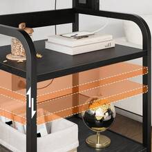 Soporte para Impresora con Tomas de Corriente, Mesa de Impresora rodante de 3 Niveles con Ruedas bloqueables, Carrito de Impresora Resistente con estantes Ajustables, Carrito de - Negro - Ver 7