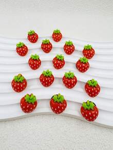 16个可爱草莓鞋饰，适用于女士木屐、花园鞋、鞋履配件、DIY装饰、镂空木屐装饰 - 彩色 - 查看 5