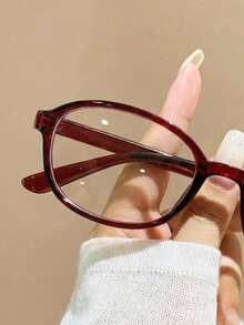 1 rote ovale Unisex-Brille, geeignet für Computer, Gaming, TV, Smartphone, klare Gläser, Augenschutz für Männer und Frauen - Hong Ping - Übersicht 3