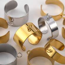 10pcs Stainless Steel Rings With Holes, Open Adjustable Rings, Suitable For DIY Jewelry Making - Ring Setting - View 5