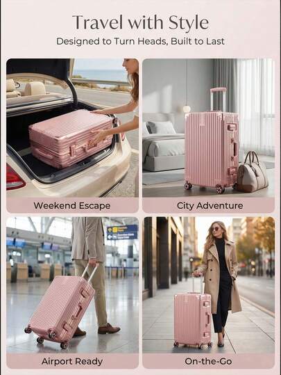 [20-Inch Carry-On Suitcase With Aluminum Frame] ABS+Aluminum Frame | 360° Silent Universal Wheels | TSA Combination Lock | Stylish Cabin Luggage | Waterproof And Anti-Theft | Suitable For Both Men And Women | Essential For Music Festival Travel