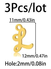 3 mặt dây chuyền chữ cái viết tay mạ vàng 18K bằng thép không gỉ, dùng để tự làm trang sức, phụ kiện vòng tay, dây chuyền và đồ thủ công. - chữ thường - Xem 43