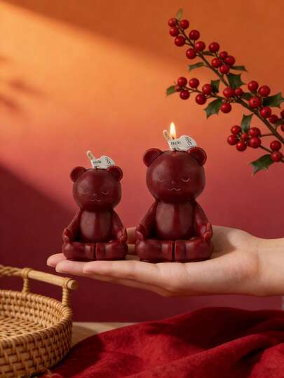 3D冥想熊造型香薰蜡烛 | 可爱疗愈装饰，送给闺蜜的贴心礼物，冥想熊，可爱装饰，香薰蜡烛，疗愈礼物，家居装饰，送给闺蜜的礼物，营造氛围，可爱礼物，瑜伽爱好者，专属时光