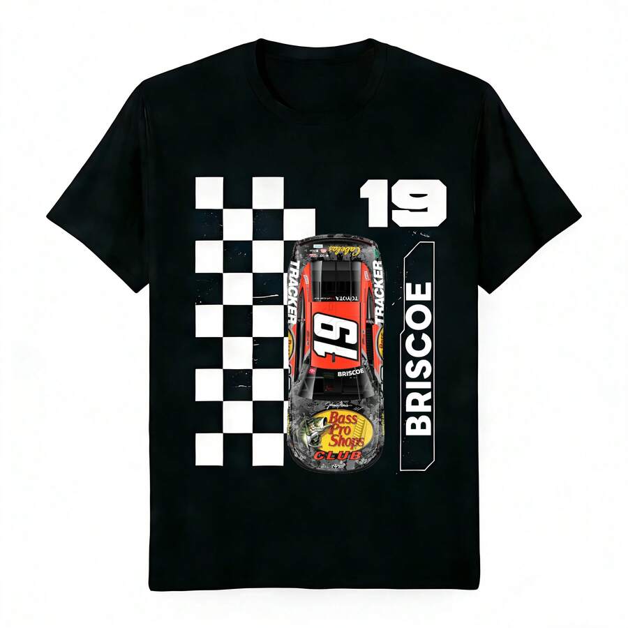 Chase Briscoe #19 Bass Pros Shops NASCARs Checkered Flag Performance T-Shirt. - 黑色 - 查看 1