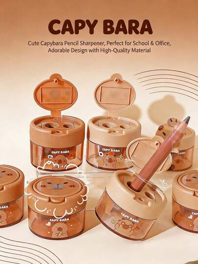 1pc Random Color Cute Capybara Pencil Sharpener, Handheld Cartoon Pencil Sharpener In Soft Color Tones, Portable Mini Stationery Suitable For School And Office, Can Be Used For Pencils And Makeup Pencils, Adorable Desktop Decor, Ideal Gift For Children And Capybara Fans, Back To School Essential