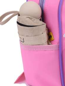 1pc Girls' Up House Print Castle Coin Purse, Breathable Mesh Strap, Multi-Compartment, Zipper, Cute Style Backpack For Kindergarten Daily Use - Pink - View 9