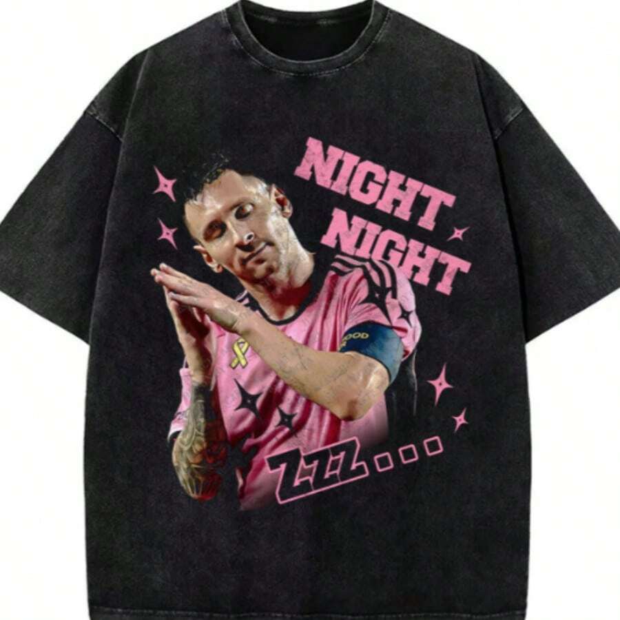 Lionels Messis Night Night Celebration Celly Greatest Of All Time GOAT T-Shirt. - màu đen - Xem 1
