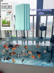 Yegbong 3pcs/Box Double-Sided Sanding Sponge, Multifunctional Aquarium Cleaning Sponge, Reusable Descaling Cleaning Tool - View 5