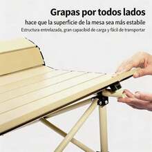 Mesa Plegable Portátil Multiusos Mesa para Comedor Cocina Camping Picnic Ahorra Espacio Fácil de Guardar Acero Inoxidable Dimensiones-120 * 56 * 50 cm - Caqui - Ver 5
