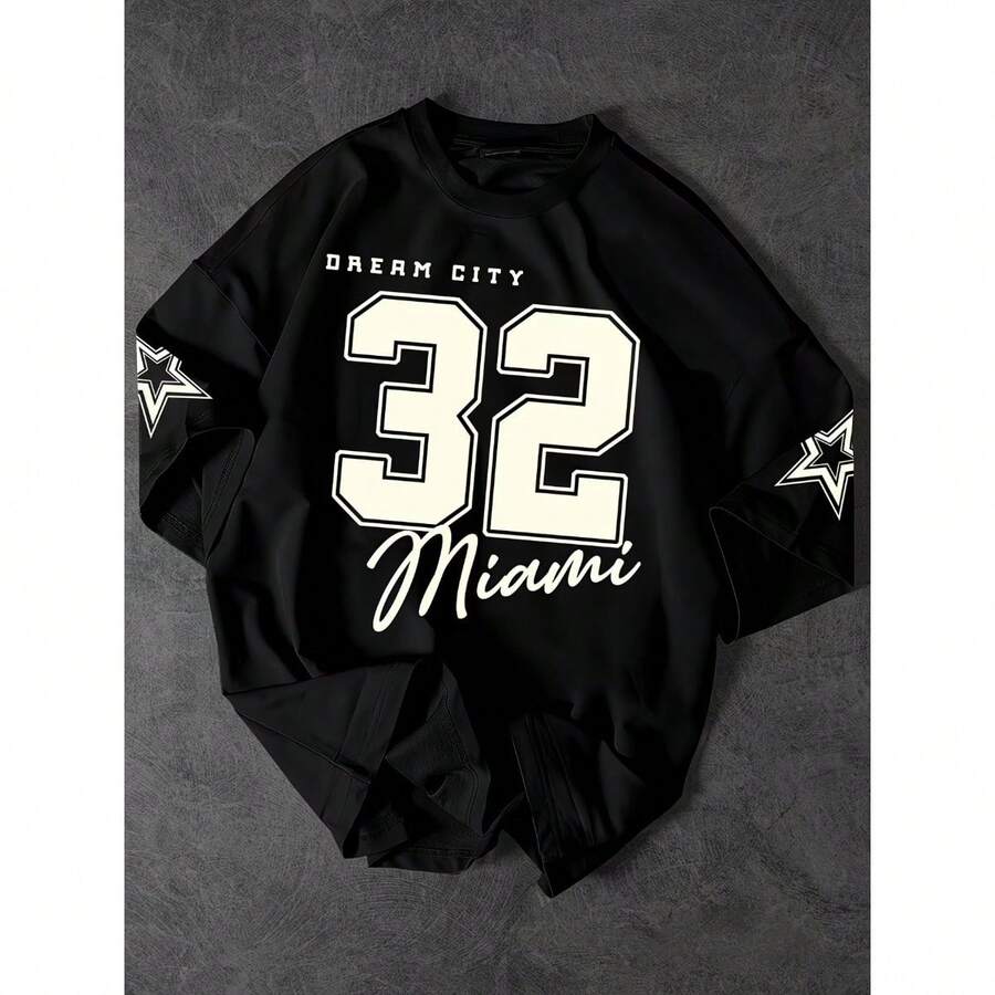 T-Shirt 32 Miami Shirt Blouse Unisex Men's Women's 100% Cotton Top Premium Streetwear New Release Immediate Shipping Various Colors!! - 黑色 - 查看 1