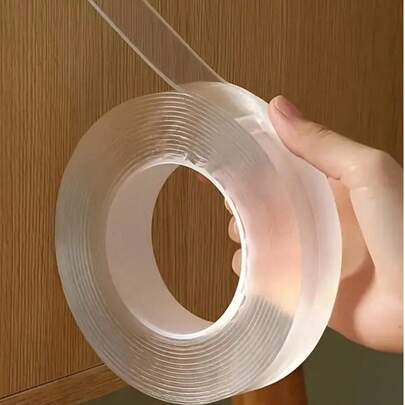 无缝魔术贴，多功能纳米防滑胶带，可重复使用，无痕，可移除，可水洗双面粘条，透明无缝凝胶垫，适用于家居、办公室、汽车、墙面装饰、手工DIY，无残留，强力粘性，透明