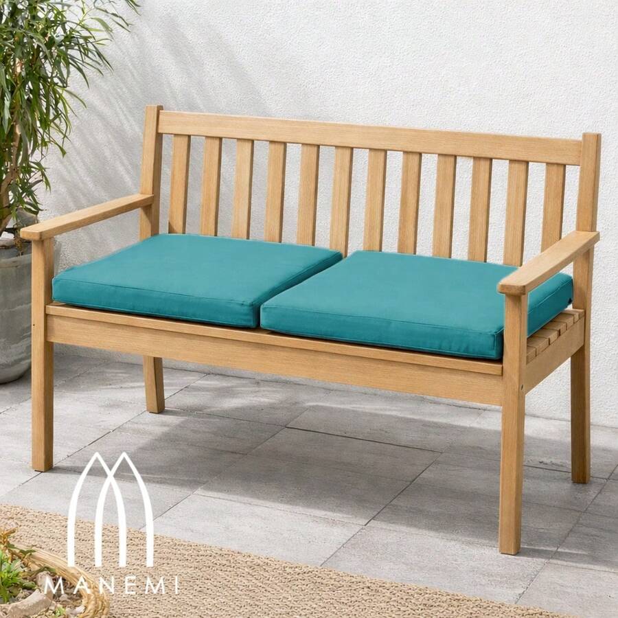 Pack de Cojín para silla 45x45x5 cm|Repelente al agua y fácil de limpiar|Con cintas de sujeción|Funda con cremallera desmontable|Uso interior y exterior|Ideal para comedor, terraza, jardín u oficina - Azul verdoso - Ver 1