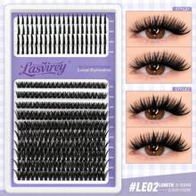 Lasvirey 200片装自然奢华交叉睫毛簇，纤细柔软单根睫毛，9-16毫米，DIY簇状睫毛，蓬松浓密3D仿貂毛睫毛，自然妆效，可重复使用，适合大多数眼型 - 查看 13