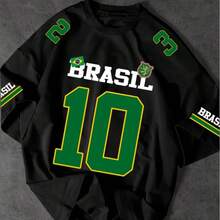 T-Shirt 10 Brazil 23 Shirt Blouse Unisex Men's Women's 100% Cotton Top Premium Streetwear New Release Immediate Shipping Various Colors!! - màu đen - Xem 1