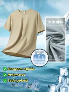 Set Of 3 Men's Short-Sleeve T-Shirts In Breathable, Quick-Drying Cool Silk Mesh - Apricot - View 5