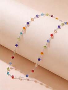 VceTd 新款波西米亚风不对称彩色串珠项链，清新简约的糖果色串珠吊坠项链，适合度假、音乐节、旅行等场合，时尚百搭，四季皆宜。 - 銀色 - 查看 7