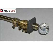 Adjustable Bronze Curtain Rod Set, Includes 3 Decorative Finials (Crystal Ball, Striped Metal), High-Quality Metal Rod With Curtain Rings And Installation Hardware, Durable For Bedroom, Living Room, Etc. - Three Options Available - View 10