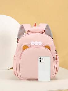 Customizable Backpack With Headphone Zipper And Bear Pattern, Personalized With Your Name Or Holiday Info. Suitable For School, Dance Class, And Travel. Great As Birthday Gift, Souvenir Bag, Christmas Or New Year Gift. Zipper Direction Random. - Multicolor - View 3