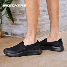 Skechers 男鞋GO WALK FLEX一腳穿休閒健步鞋 - 黑色 - 查看 7