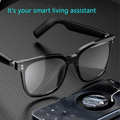 Kính thông minh không dây Bluetooth unisex tích hợp micro và loa, thích hợp để nghe nhạc, trả lời và từ chối cuộc gọi, chụp ảnh từ xa và kích hoạt trợ lý giọng nói. Áp dụng cho văn phòng, hoạt động ngoài trời, thể thao và lái xe. Được trang bị pin 80mAh*2, tích hợp tai nghe và kính.