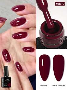 MSRUIOO 1 Bottle 8ml Wine Red Gel Nail Polish, HEMA TPO FREE Long-Lasting Soak-Off UV Gel Nail Polish, Suitable For Summer And Valentine's Day Manicure, DIY Nail Art Decorations, Home And Salon Nail Care Products - Burgundy - View 1
