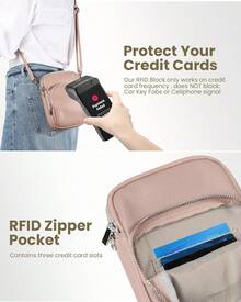 Befen - Bolsa de Cuero Genuino para Teléfonoóvil, Sin Colgante, para Mujer, con Ranuras para Tarjetas con Bloqueo RFID - Rosa U-light - Ver 6