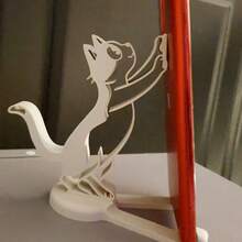 可爱猫咪造型手机支架 | 可拆卸桌面支架，新颖礼物，通用卡通创意手机支架，办公桌收纳架，耐用塑料材质，简约动物设计 - 彩色 - 查看 7