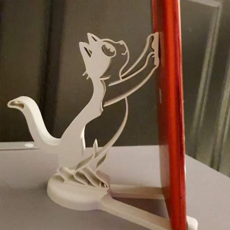 可爱猫咪造型手机支架 | 可拆卸桌面支架，新颖礼物，通用卡通创意手机支架，办公桌收纳架，耐用塑料材质，简约动物设计 - 彩色 - 查看 7