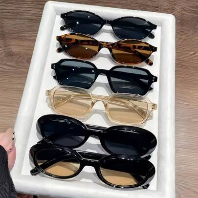 6pcs Retro Eyeglasses Set, Classic Versatile, Suitable For Various Styles, Solid Color Casual Eyeglasses For All Seasons