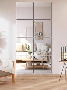 16pcs Frameless Acrylic Glass Mirror Tile, Suitable For Bedroom, Home Gym, Shatterproof, Removable Portable Mirror Wall Sticker, Applicable For Home Room, Bedroom, Home Decor, Wall Decor, Bathroom And Vanity, Size 20x20cm - Mirror Wall Stickers - View 5