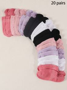 10pairs/Set Multicolor Casual Socks For Women, Summer Breathable Ankle Socks, Non-Slip Hidden Liner Socks - Multicolor - View 10