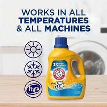 ARM & HAMMER Plus OxiClean Stain Fighters Liquid Laundry Detergent, Fresh Scent, 128 Loads - Advanced Stain Removal Formula With OxiClean Boost, HE Compatible Concentrated Detergent, Cold Water Effective, Deep Cleaning Power For Brightness & Odor Elimination, High Efficiency Washer , Long-Lasting Value Size For Family Laundry Needs - Single & 25 Loads - View 10