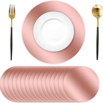 18/36pack, 33cm Placemats, Disposable Placemats, Rose Gold Pattern, Suitable For Valentine's Day, Thanksgiving, Birthday Parties, Wedding Parties, Bridal Showers, Dinner Parties, Banquets, Dining Tables, Picnics, Cafes And Other Occasions.