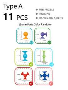 11件套儿童吸盘积木玩具，软橡胶积木，早教儿童益智吸盘积木 - 彩色 - 查看 3