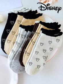 Disney 5/1 Pair Embroidered Women's Socks, Ankle Socks, Gift, Summer Socks, Minnie Mouse, Donald Duck, Daisy Embroidered Cartoon Socks, Comfortable Breathable Fashion Women Socks, Novelty Socks - Multicolor - View 5