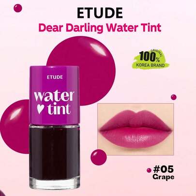 ETUDE Dear D 保湿唇彩 05 葡萄紫，透气水润膜融合配方，保湿妆效，不粘腻镜面妆感，显色度更高，提亮暖色调肤色，持妆12小时，易于叠加，磁吸渐变粉盒，斜角刷头，打造瞬间光泽感十足的职场妆容，易于上镜，韩式彩妆，9克/0.32盎司