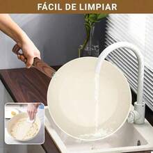 &INGEQUIS Sartén con Revestimiento Antiadherente Sartén 100%  Conducción Uniforme y Rápida Apto Universal para Estufas de Gas Eléctrica Cerámica Crema 20cm - Ver 5