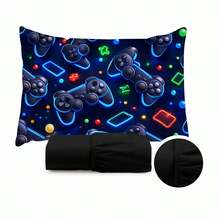 Children's Single Bed Sheet Set, Micropercal, 2 Pieces, Children's Bedding Set With Exclusive Printed Pillowcase - 遊戲 - 查看 1