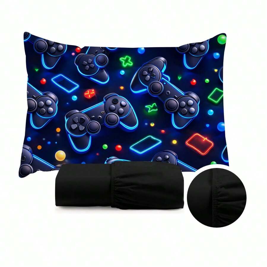 Children's Single Bed Sheet Set, Micropercal, 2 Pieces, Children's Bedding Set With Exclusive Printed Pillowcase - 遊戲 - 查看 1