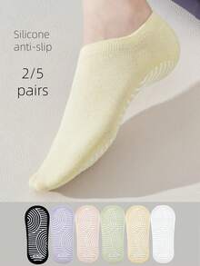 2/5 Paar Damen Yoga Pilates Antirutsch-Socken für Fitness, Training - Verschiedenfarbig - Übersicht 4