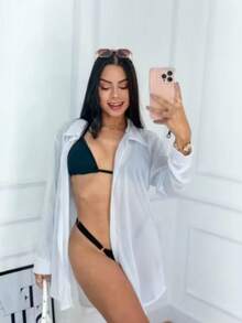 Women's Summer Beach Cover-Up Bikini With Tulle - 白色 - 查看 2